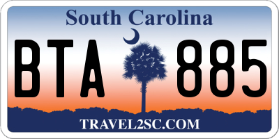 SC license plate BTA885