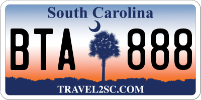 SC license plate BTA888