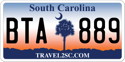 SC license plate BTA889