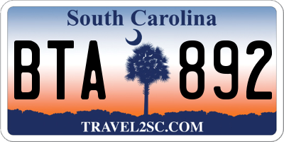 SC license plate BTA892