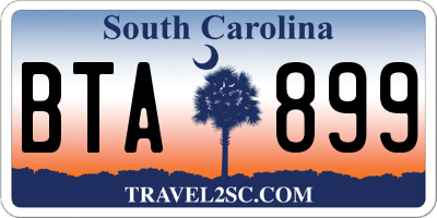 SC license plate BTA899