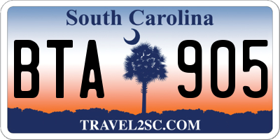 SC license plate BTA905