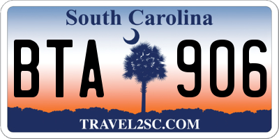 SC license plate BTA906