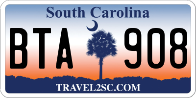 SC license plate BTA908