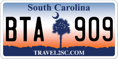SC license plate BTA909