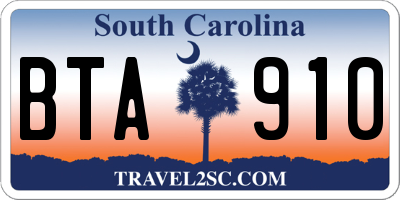 SC license plate BTA910