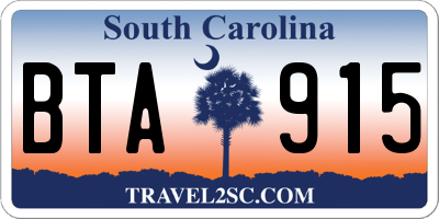 SC license plate BTA915