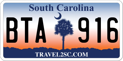 SC license plate BTA916