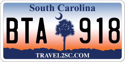 SC license plate BTA918
