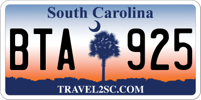 SC license plate BTA925