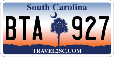 SC license plate BTA927