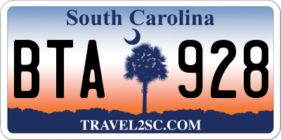 SC license plate BTA928