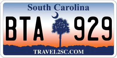 SC license plate BTA929