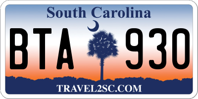 SC license plate BTA930