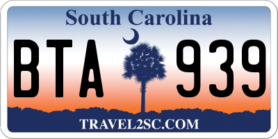 SC license plate BTA939