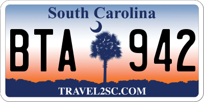 SC license plate BTA942