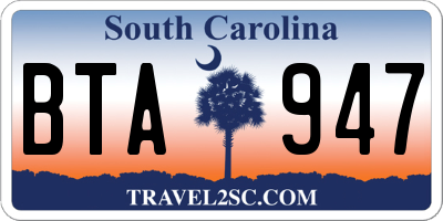 SC license plate BTA947