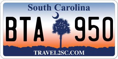 SC license plate BTA950