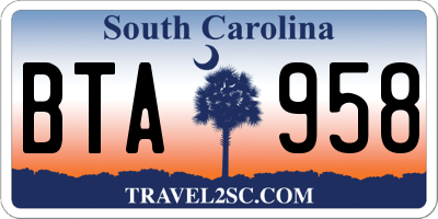 SC license plate BTA958