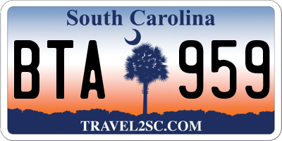 SC license plate BTA959