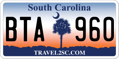SC license plate BTA960