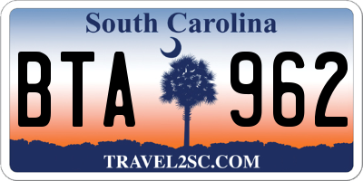 SC license plate BTA962