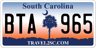 SC license plate BTA965
