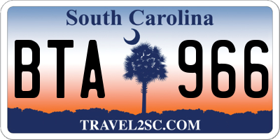 SC license plate BTA966
