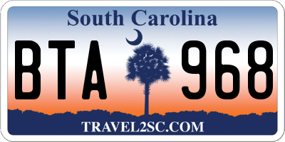 SC license plate BTA968