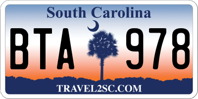 SC license plate BTA978