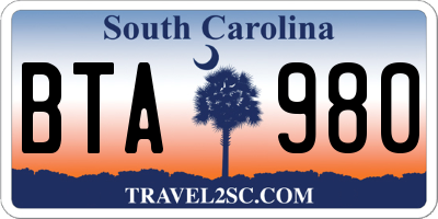 SC license plate BTA980