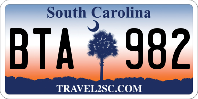 SC license plate BTA982