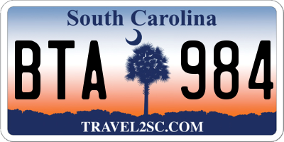 SC license plate BTA984