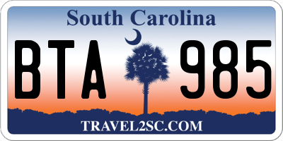 SC license plate BTA985