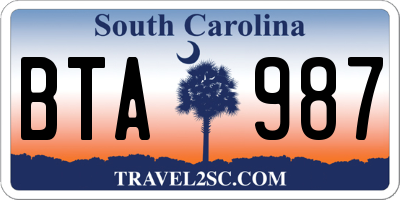 SC license plate BTA987