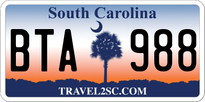 SC license plate BTA988