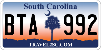 SC license plate BTA992