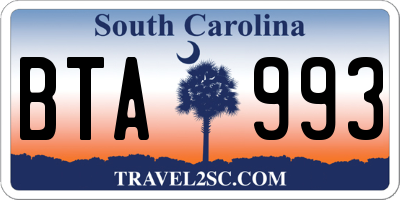 SC license plate BTA993