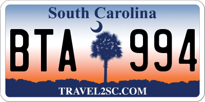 SC license plate BTA994