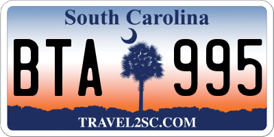 SC license plate BTA995
