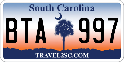 SC license plate BTA997