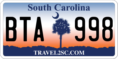 SC license plate BTA998