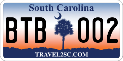 SC license plate BTB002