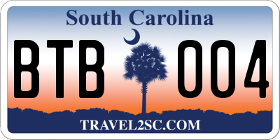 SC license plate BTB004