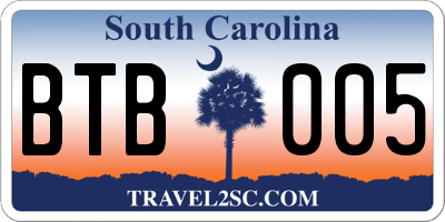 SC license plate BTB005