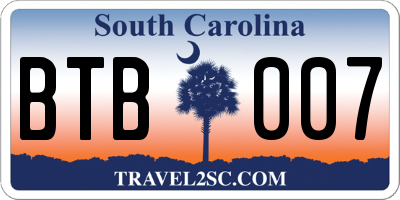 SC license plate BTB007
