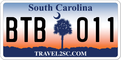 SC license plate BTB011