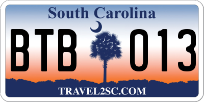 SC license plate BTB013
