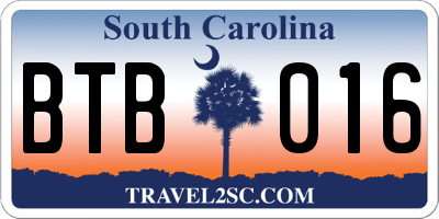 SC license plate BTB016