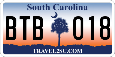 SC license plate BTB018